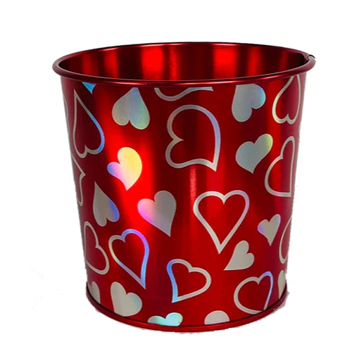 Valentine's Day - 4" IRIDESCENT HEARTS POT COVER