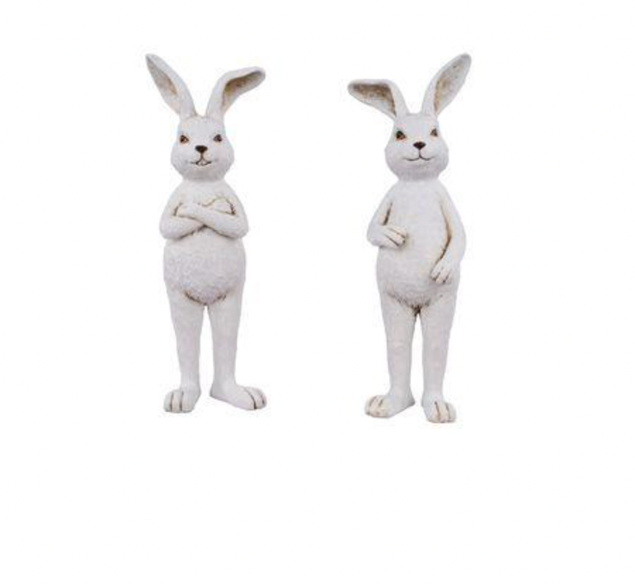 11" RESIN STANDING RABBIT WHITE