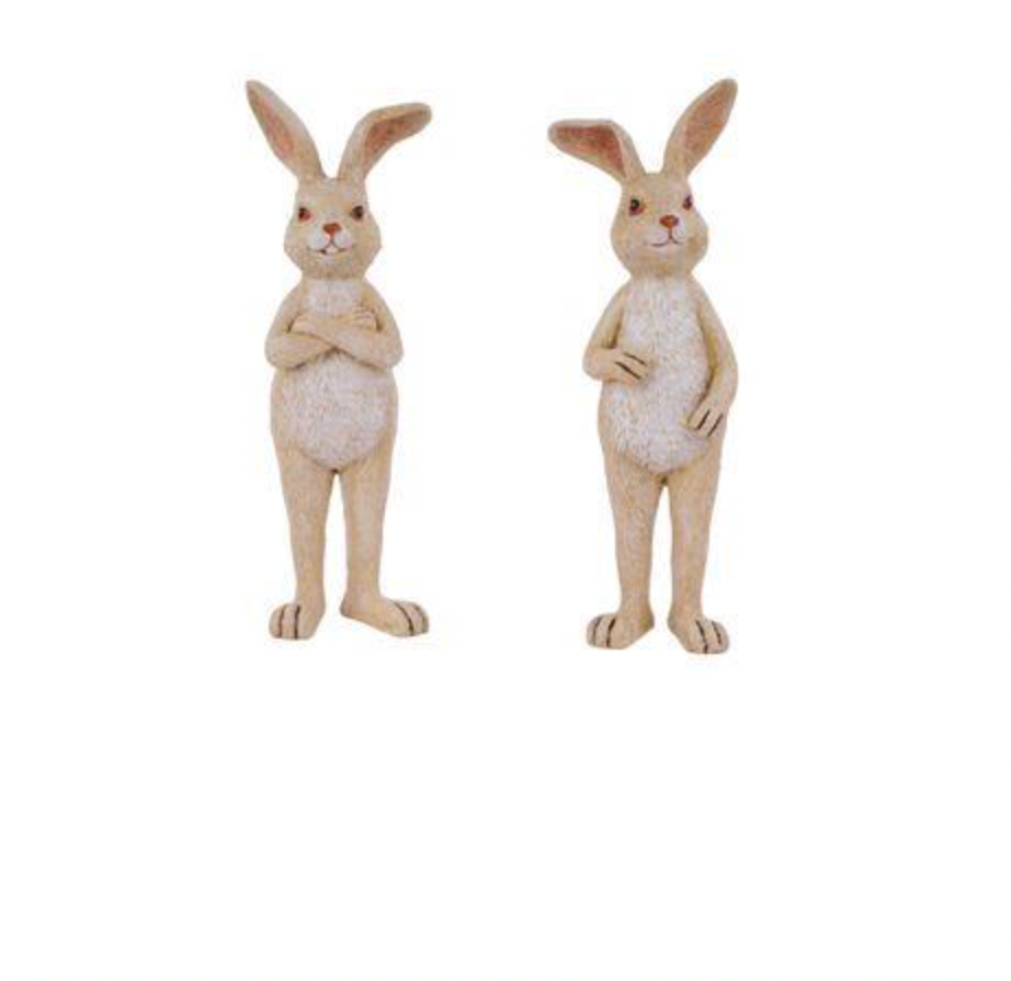 11" RESIN STANDING RABBIT TAN