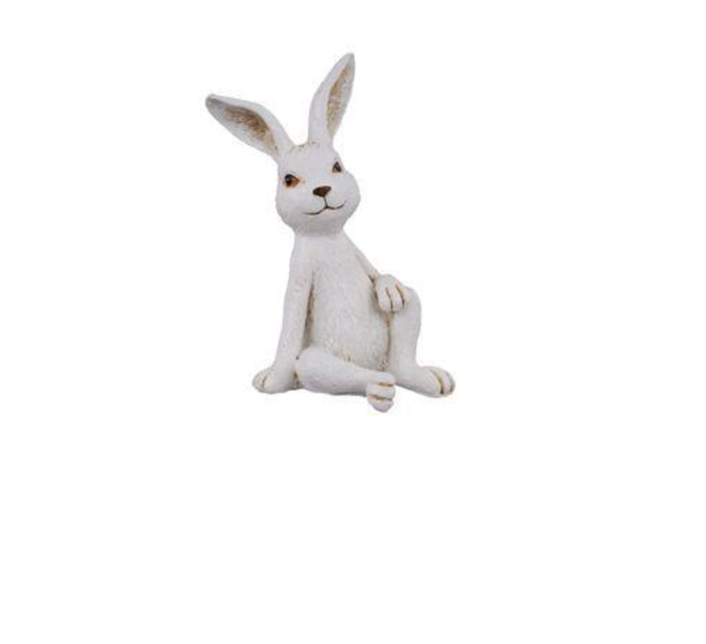 7" RESIN SITTING RABBIT WHITE