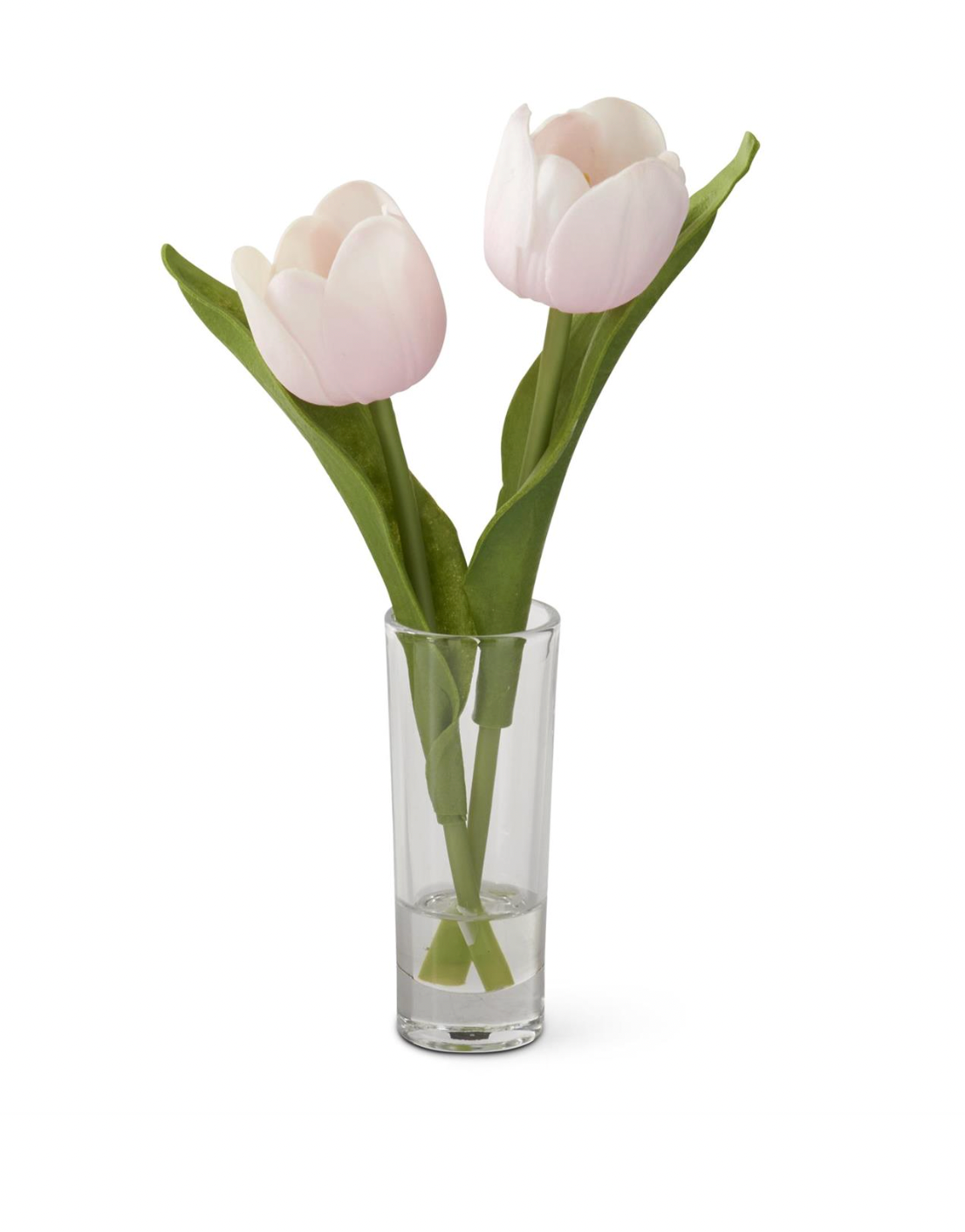 8.5" Real Touch Double Tulip Premade in Glass Vase Faux Water