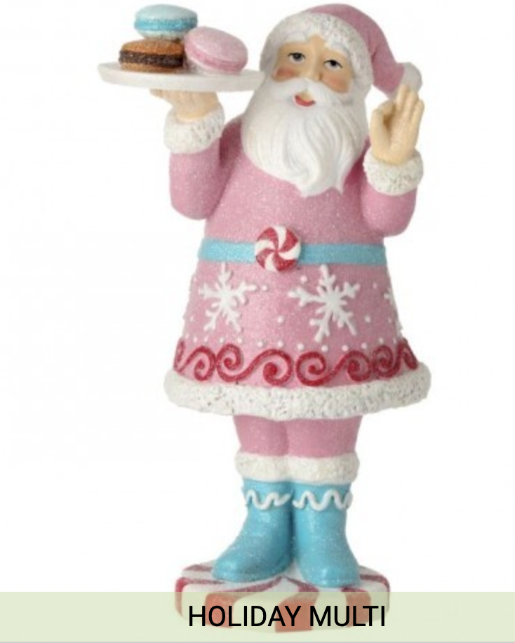 Santa's Sweet Shoppe Collection 9" PASTEL RESIN SANTA WITH SWEETS TABLE TOP