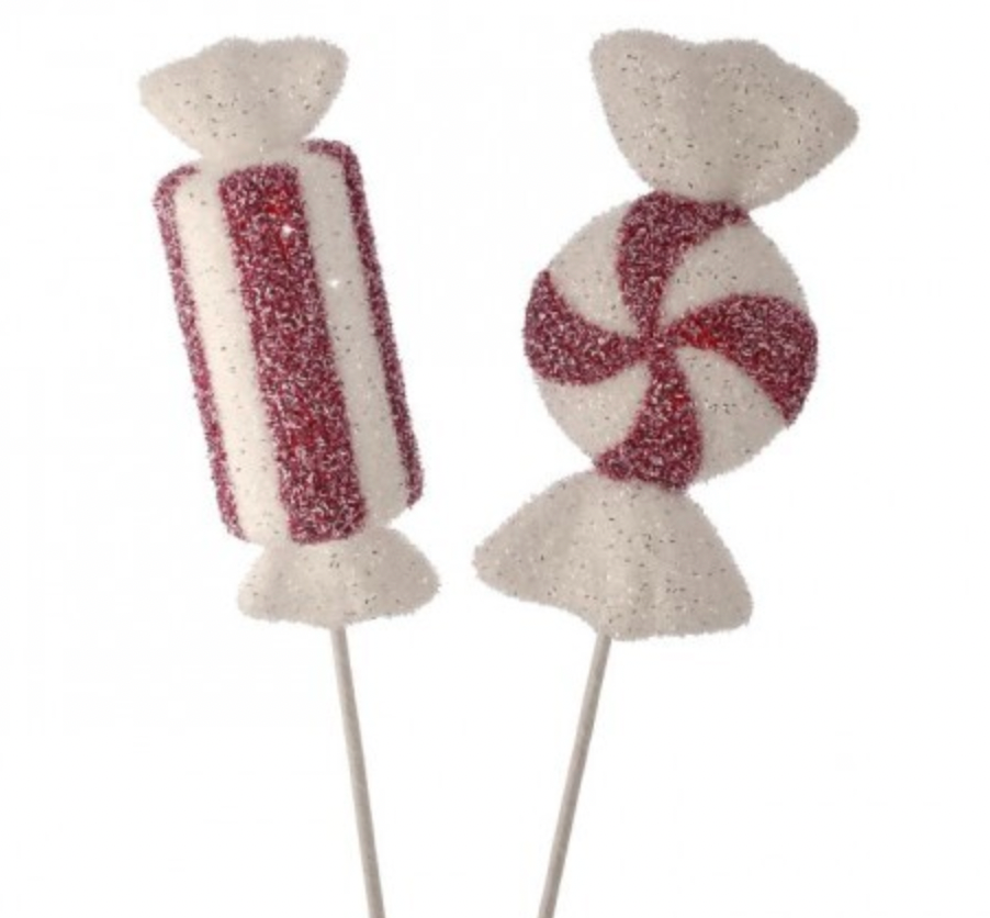 Santa's Sweet Shoppe Collection - 26" GLITTER SWEETS CANDY STEMS SET OF 2