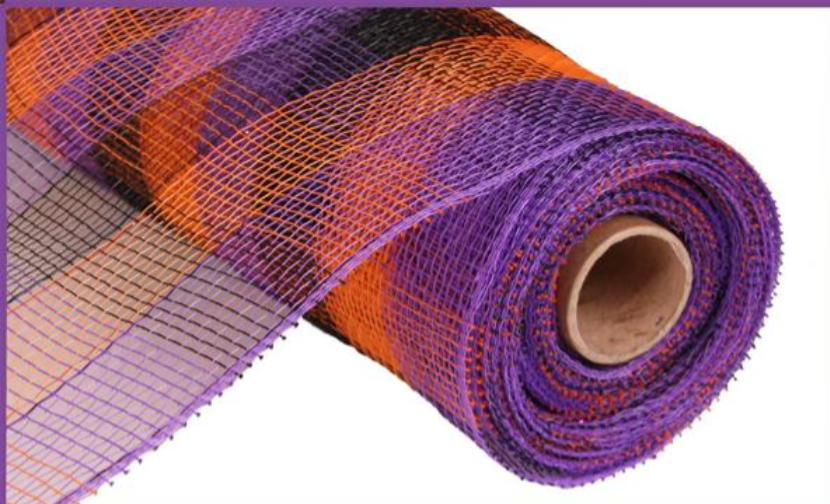 10"X10YD SMALL PLAID MESH BLACK/ORANGE/PURPLE