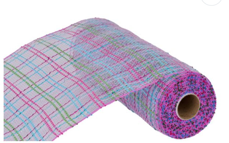 10"X10YD VERTICAL FOIL PLAID MESH LAV/HT PNK/TURQ/LIME/IRID