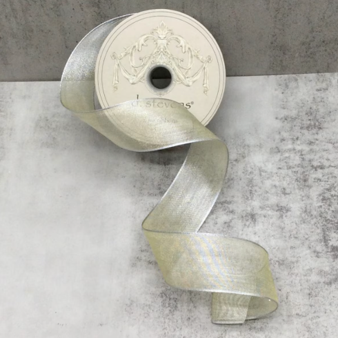 1.5" x 25yds metallic mesh, platinum