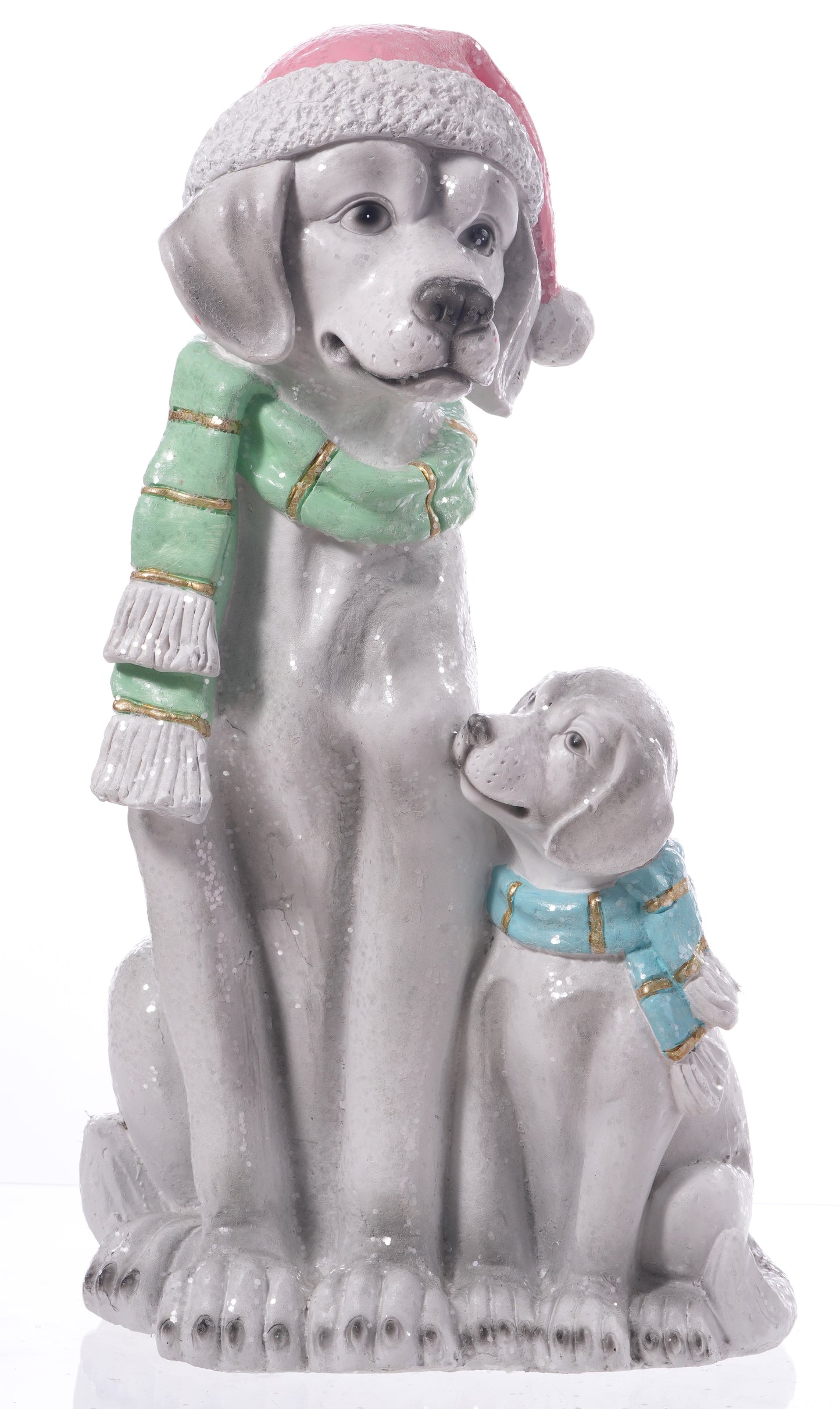 Santa's Sweet Shoppe Collection - 26" Resin Dog & Puppy with Scarf
