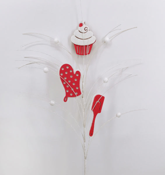 30"H GLITTER/FELT BAKING SPRAY RED/WHITE