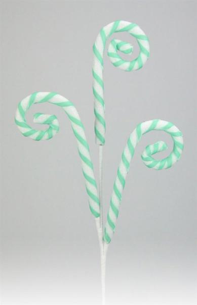 29"L FOIL/GLITTER CANDYCANE SPRAY-Mint/White