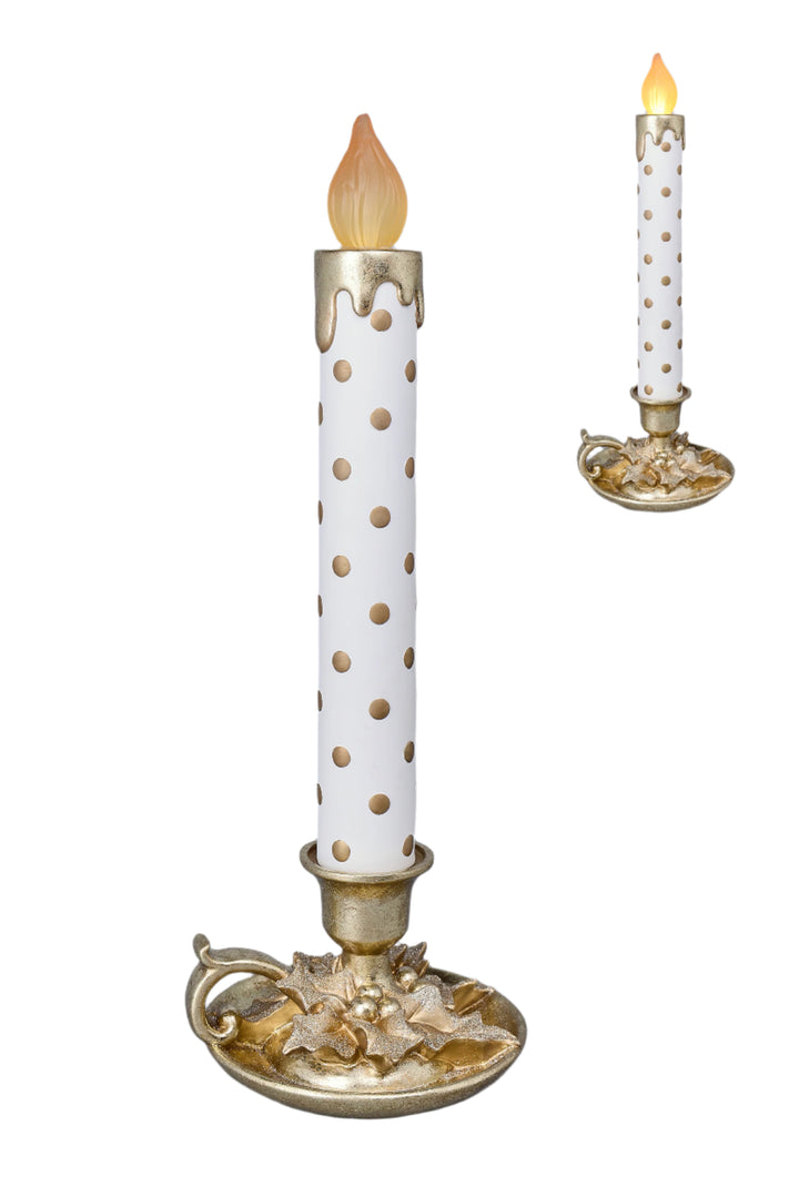 Royal Court Collection - 20" GOLD / WHITE RESIN LED CANDLE DOTS