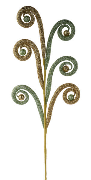 28.5"L GLTTR TUBING COIL/BALL SPRAY SAGE GREEN/GOLD