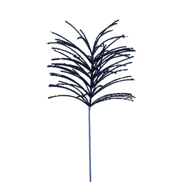 24"L GLITTTER LONG NEEDLE PINE STEM NAVY BLUE