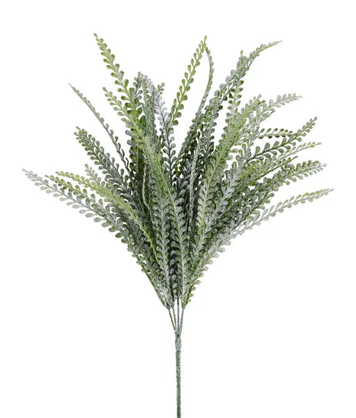 20"H BEADED FERN BUSH FROSTED GREEN