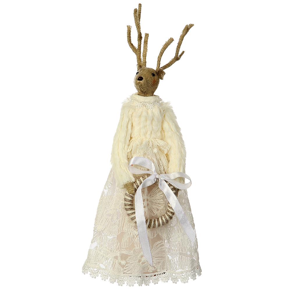 Royal Court Collection - 12.6" Reindeer Holding Wreath
