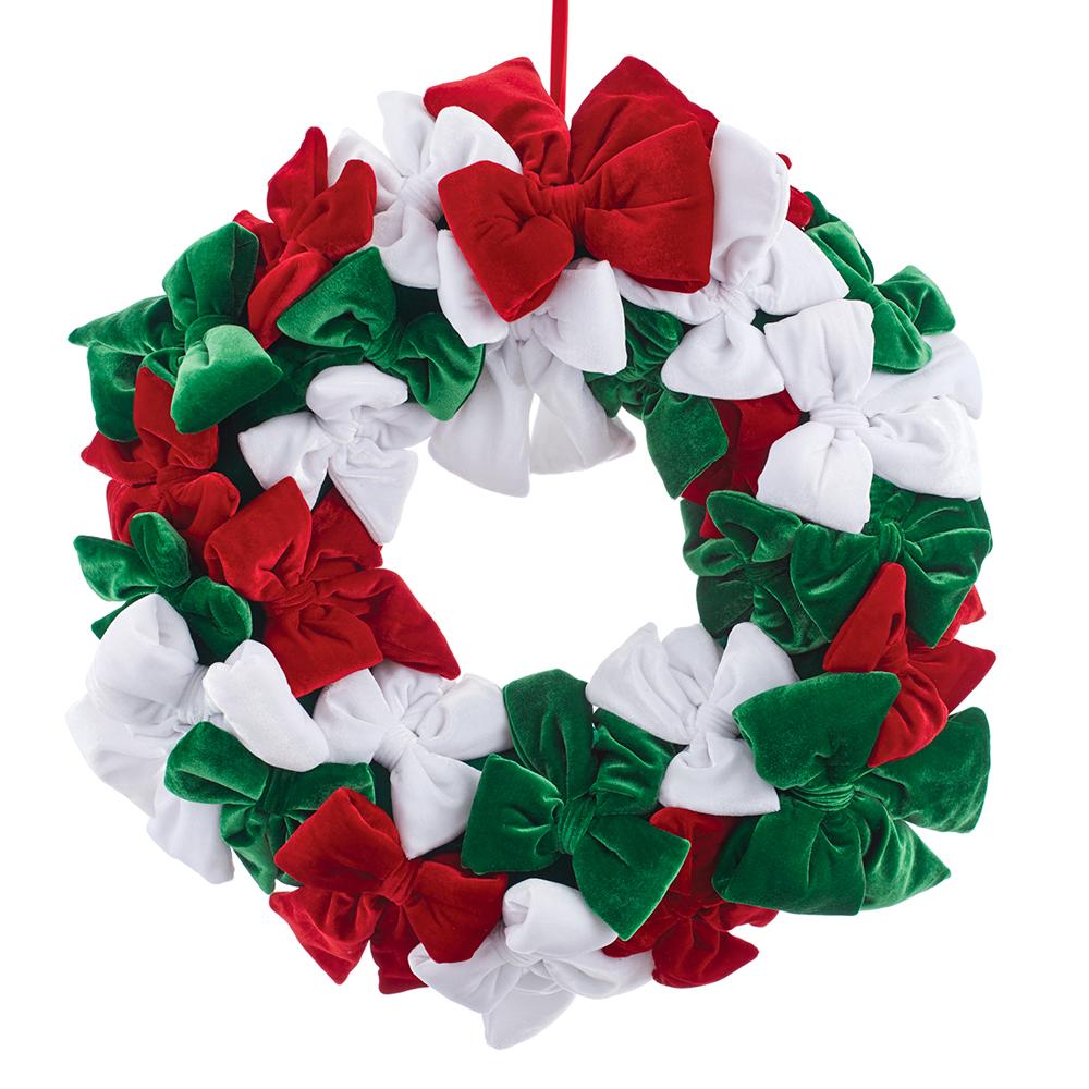 Christmas Carousel Collection - 24" Luxe Velvet Bow Wreath