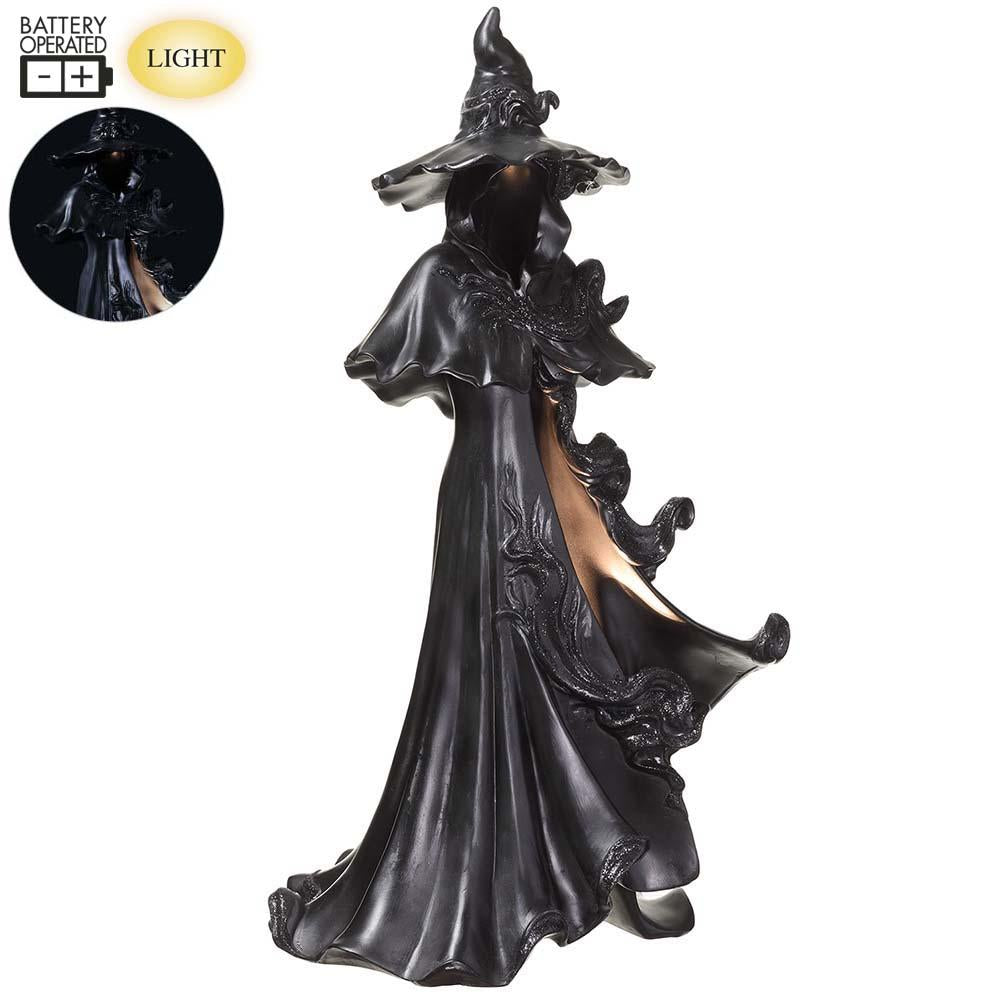 24" Battery Operated Witch With Light Black