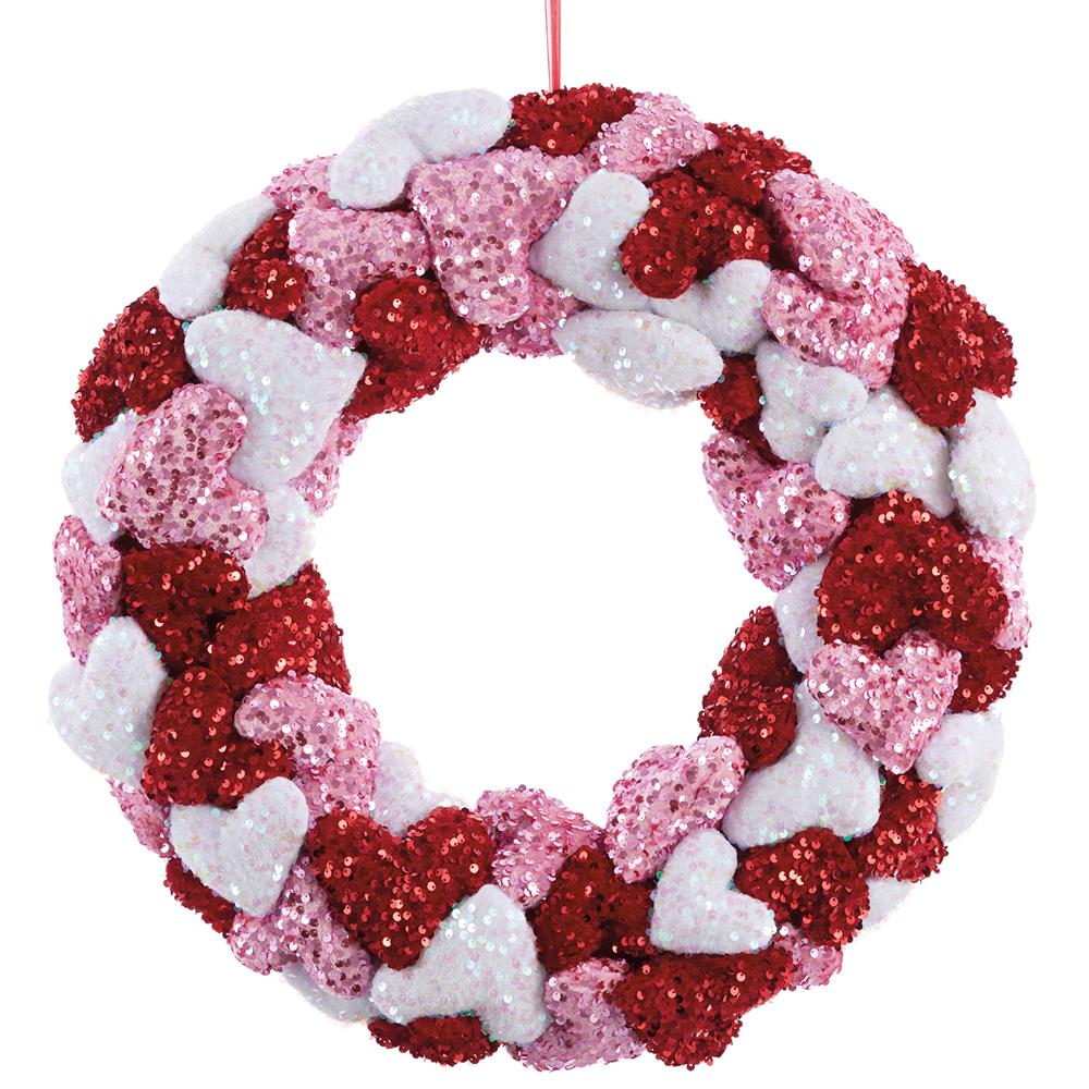 Cupids Valentine - 22.5" Sequin Heart Wreath