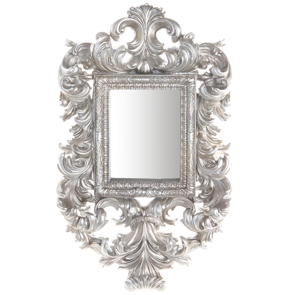24.4" Baroque Wall Mirror Antique Silver