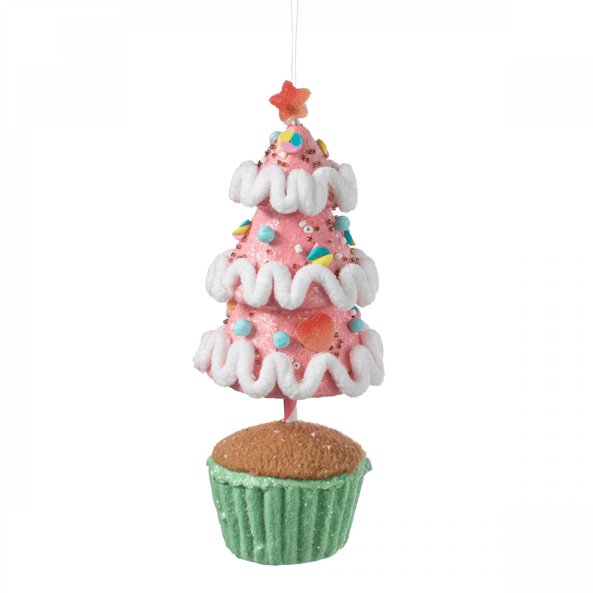 Santa's Sweet Shoppe Collection - 8" Christmas Tree Pink Cupcake Ornament