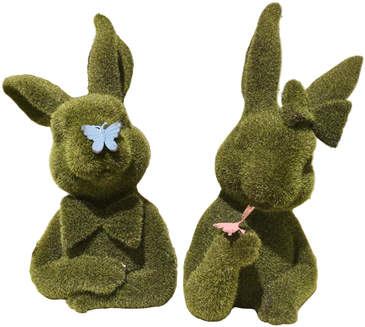 13" MOSS BUNNY BUST W/ BUTTERFLY (SET OF 2)