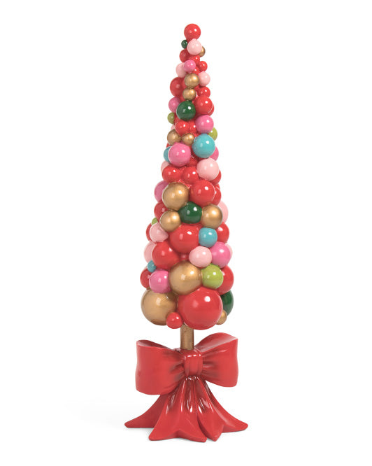 Santa's Sweet Shoppe Collection - 36.5" Resin Bauble Tree On Bow Base