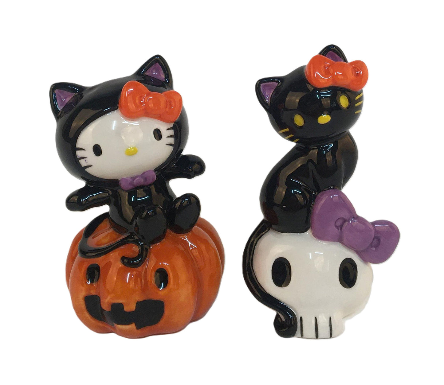 Blue Sky Clayworks HELLO KITTY HALLOWEEN BLACK CAT SALT & PEPPER SET