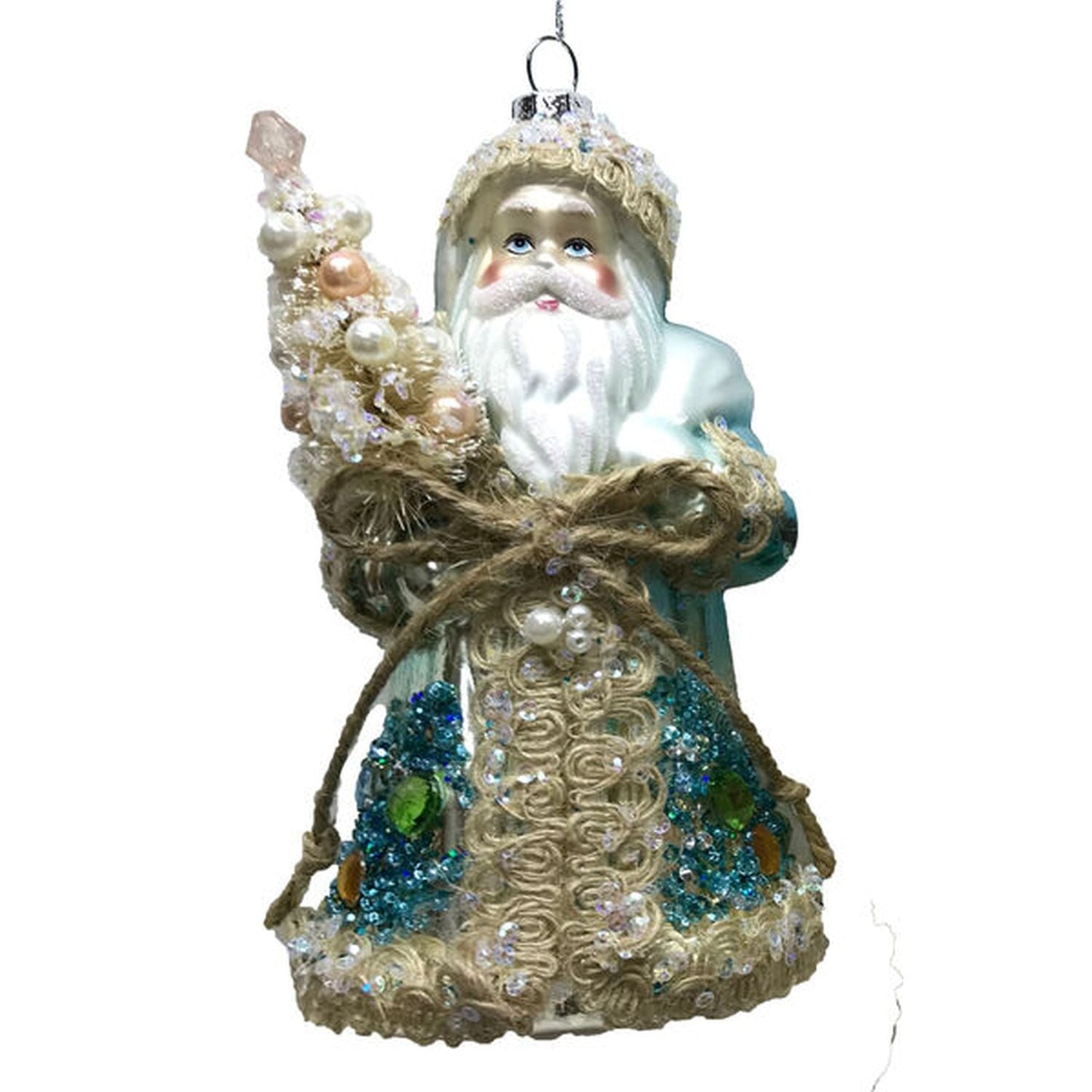 December Diamonds Coastal Ornaments Set Of 2 Assortment Santa w/ Tree Ornaments