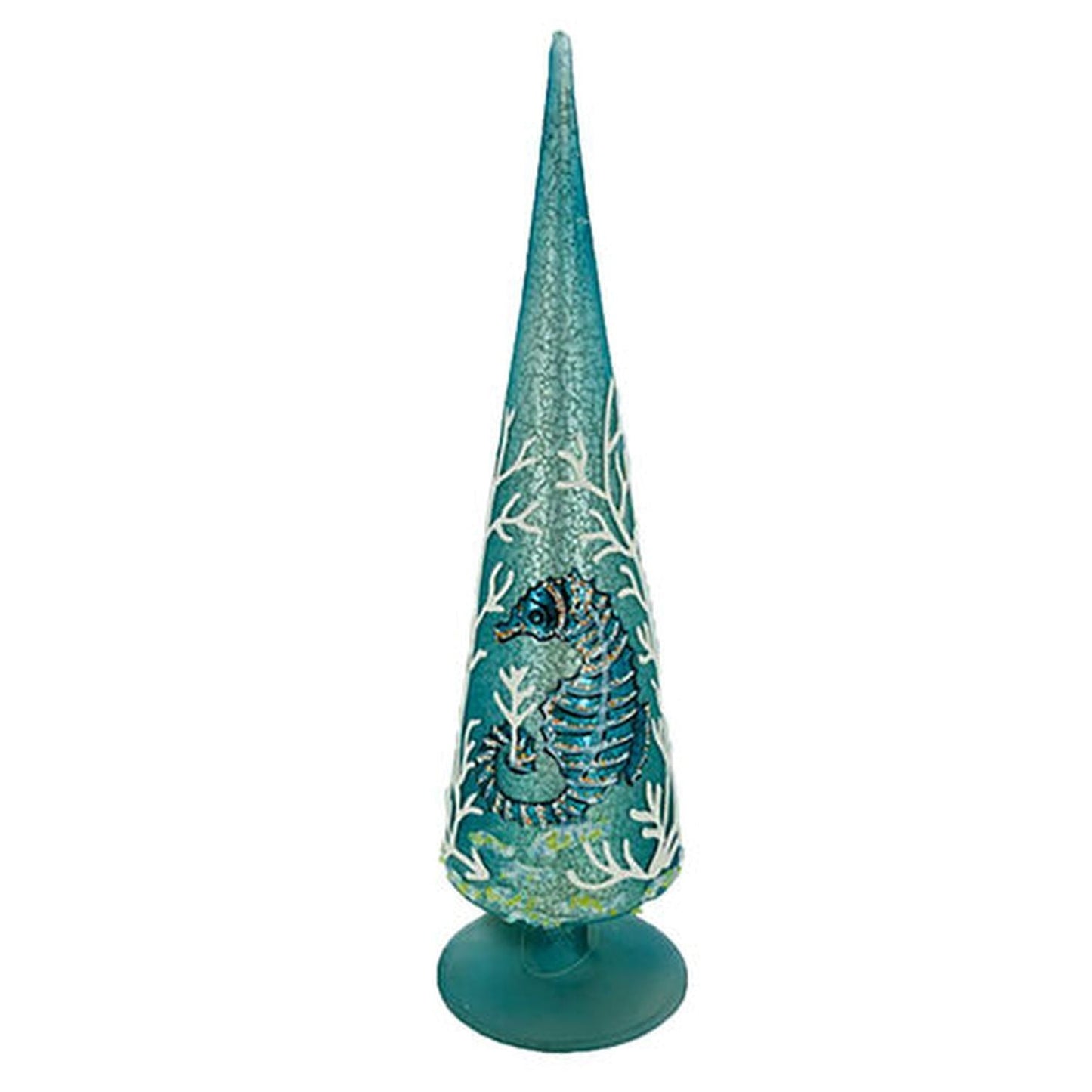 December Diamonds Calm Shores Glass Tree Decor With Seahorse