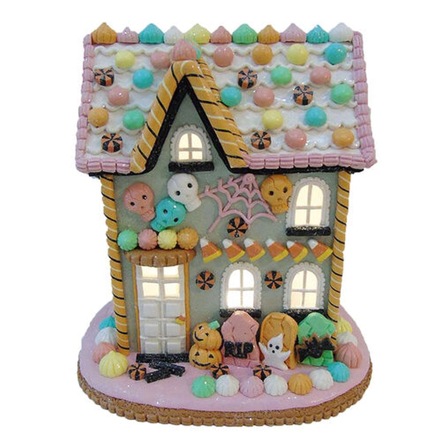 December Diamonds Halloween Carnival 9" Pastel Led Halloween Candy House