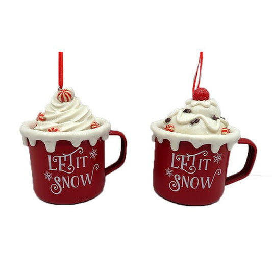 December Diamonds Candy Cane Lace Set Of 2 Assortment Hot Choc Mugs Ornaments