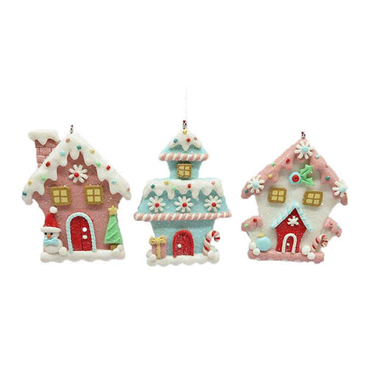 Santa's Sweet Shoppe Collection North Pole Sweet Shoppe Set Of 3 Assortment Candy House Ornaments