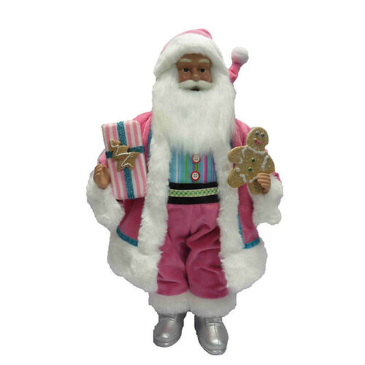 December Diamonds Snow Cream Shoppe 18" Pink Santa With Present