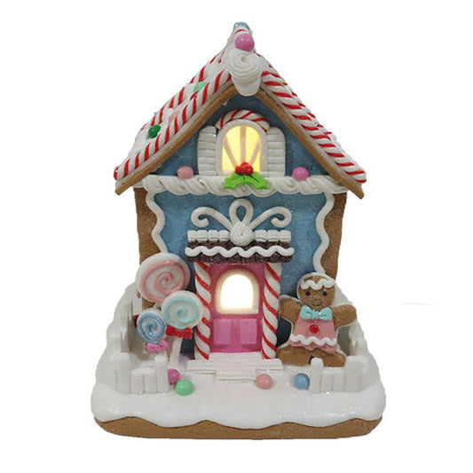 December Diamonds North Pole Sweet Shoppe Blue Candy Gingerbread House