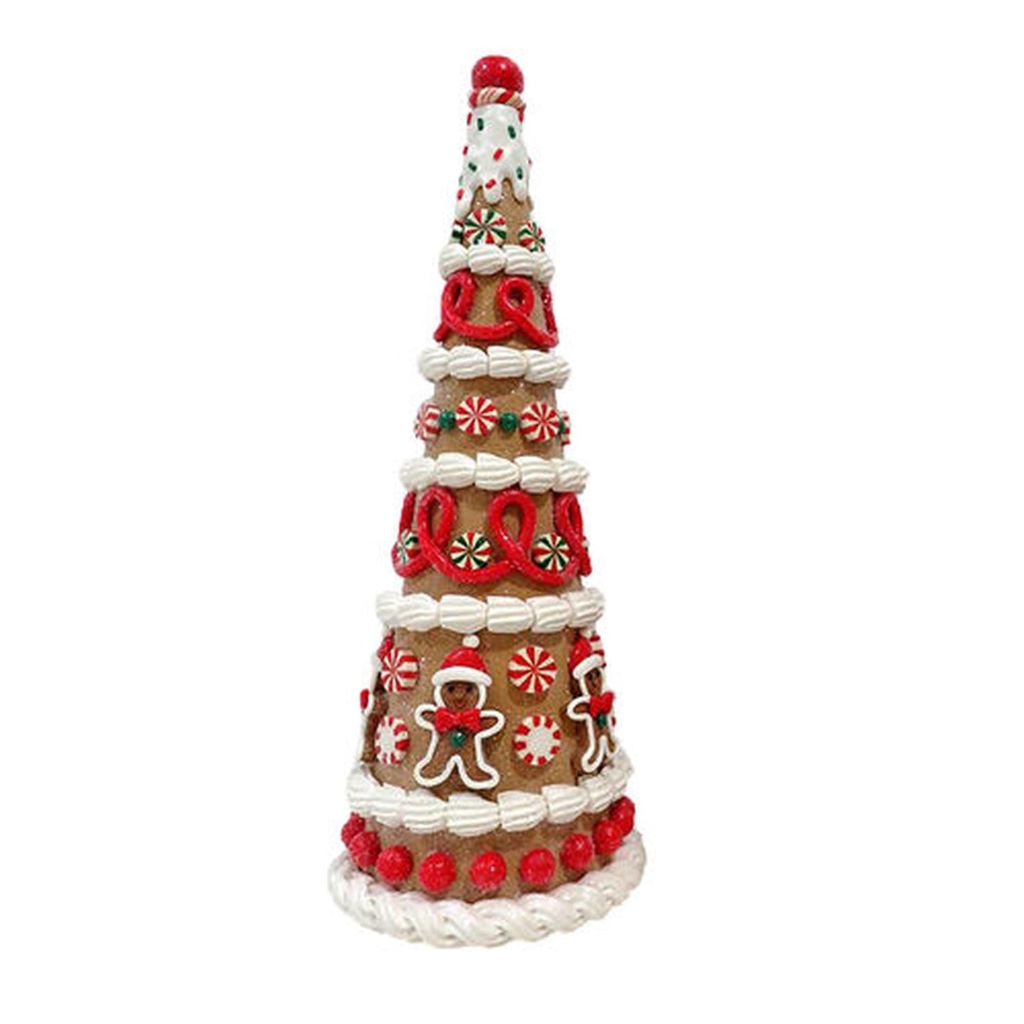 December Diamonds Candy Cane Lace Red/White Gingerbread Tree