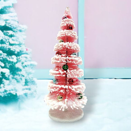 December Diamonds 16" Retro Pink Layered Tree with baubles