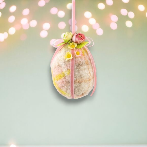 5.5" Orange Plaid Egg Ornament