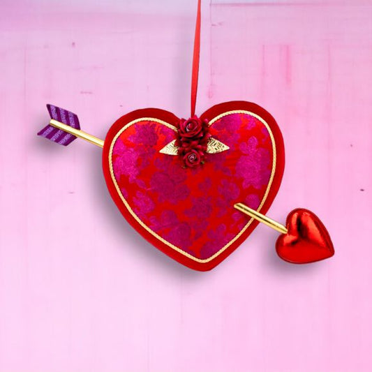 25" Cupid's Hanging Flocked Valentine Heart