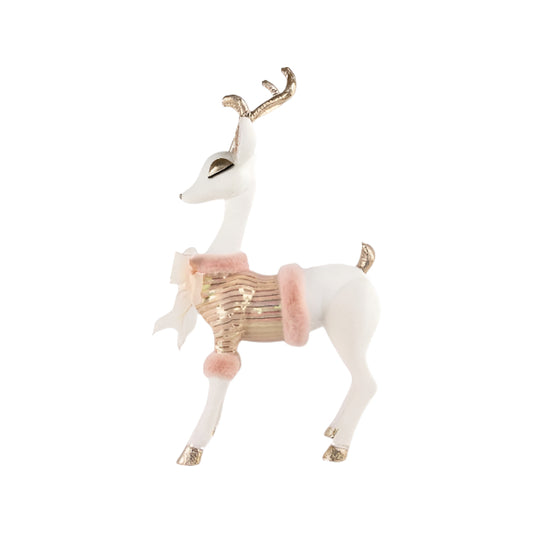 26" White Deer with Pink Sweater