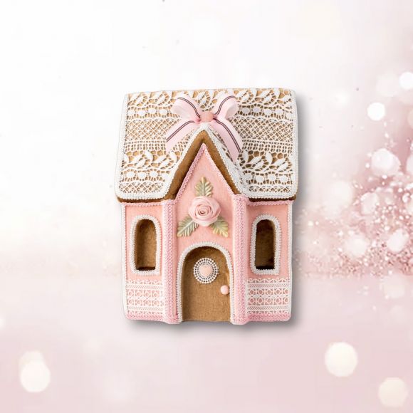 14" Pink Gingerbread House