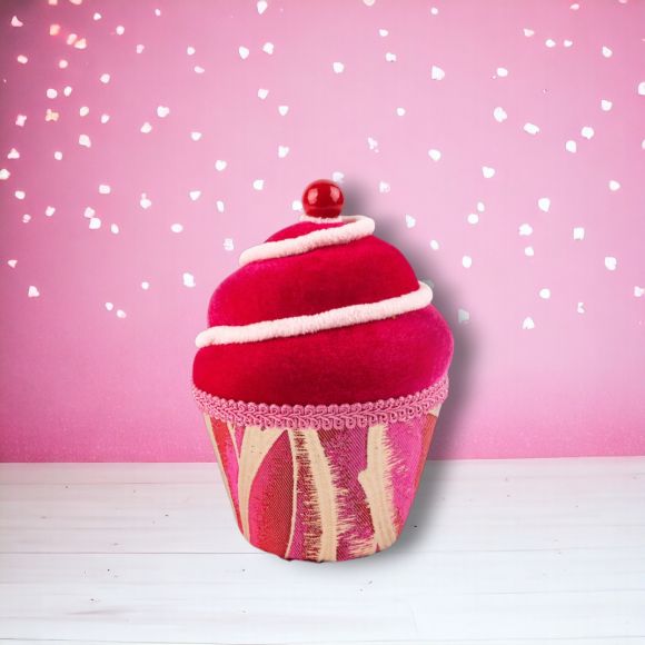 6" Cupid's Valentine  Red Swirl Cupcake