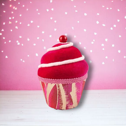 6" Cupid's Valentine  Red Swirl Cupcake