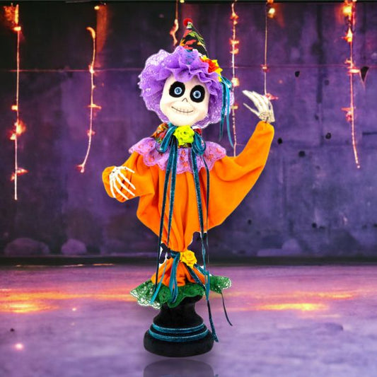 December Diamonds Day Of The Dead Halloween 27 inch DOD Ghost on Pedestal