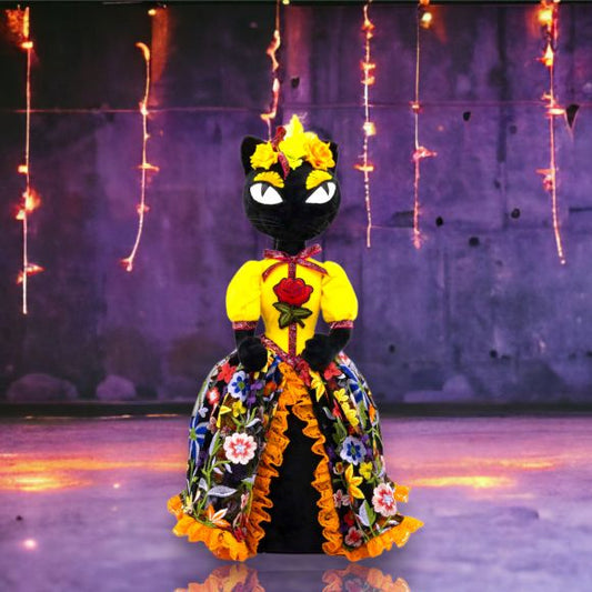 December Diamonds Day Of The Dead Halloween 12 inch DOD Cat in Dress