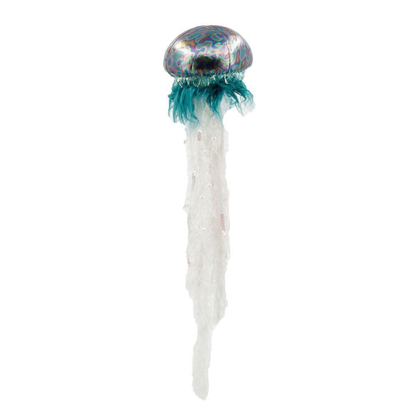 December Diamonds Coral Blues Iridescent Flat Jellyfish With Teal Fur Decor 25In