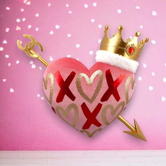 16" Pink Valentine XOXO Heart with Crown