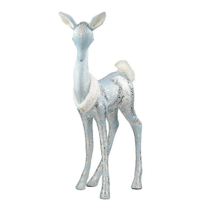 December Diamonds Sleigh Ride - 36" Fawn Standing With Fur Collar.