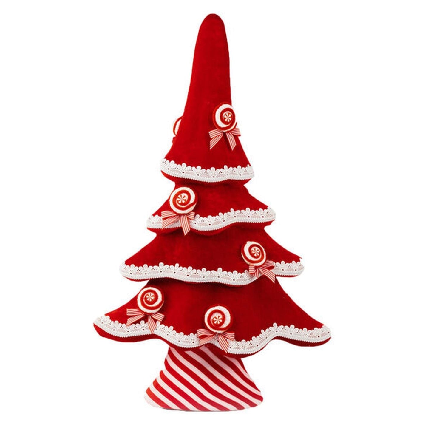 December Diamonds Candy Cane Lace 29.5In Red Candy Tiered Tree