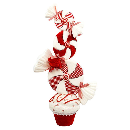 December Diamonds Candy Cane Lace 43In Peppermint Stacked Tree.