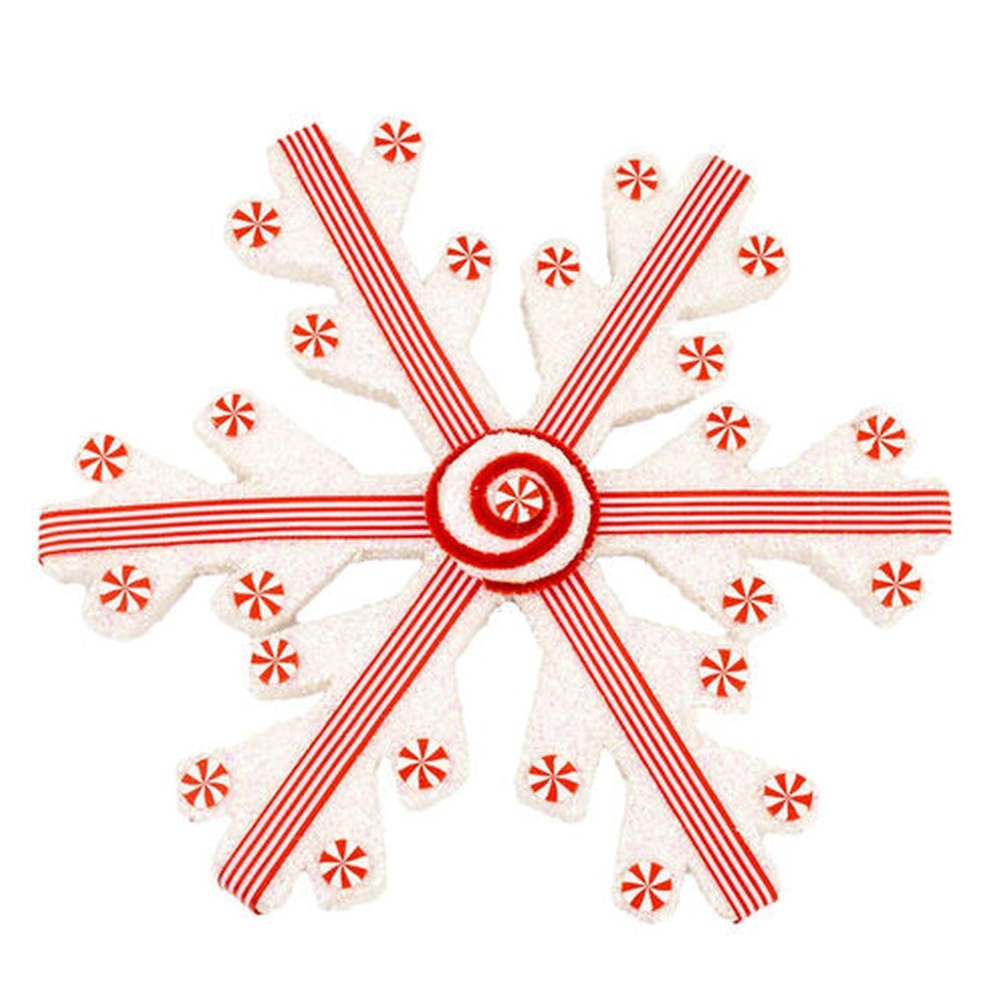 December Diamonds Candy Cane Lace 12In Peppermint Snowflake