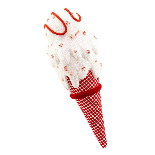 December Diamonds Candy Cane Lace 24In Ice Cream Cone Display